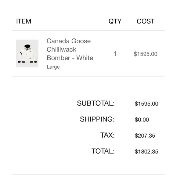 Canada Goose
Chilliwack
Bomber - White (OCTOBER'S
VERY OWN) - Picture 9 of 9